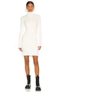 NEW M Enza Costa Cashmere Long Sleeve Turtleneck Dress White REVOLVE MSRP $297